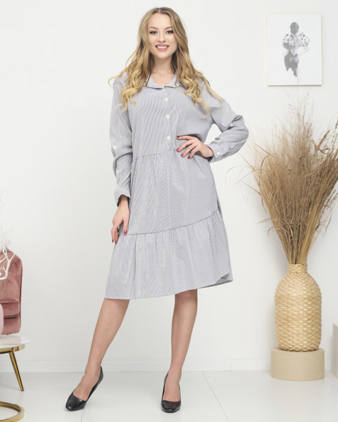 Сукня жіноча в смужку сірого кольору PLUS SIZE- Одяг