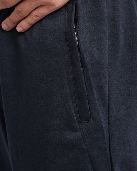 Темно-сині чоловічі прямі спортивні штани з кишенями - Одяг