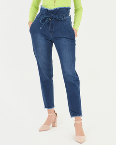 Темно-сині жіночі джинси в стилі mom jeans