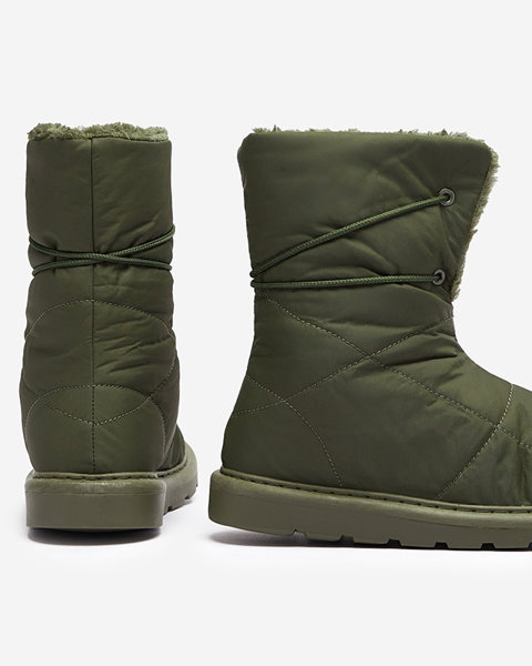 Темно-зелені жіночі черевики а-ля снігоступи Amirfu- Взуття