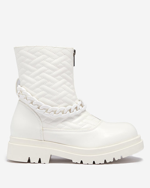 Жіночі білі стьобані черевики з ланцюжком Gecila - Взуття