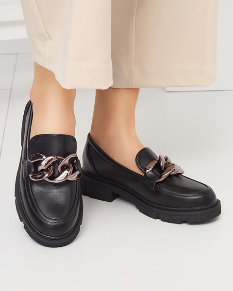 Жіночі чорні мокасини з ланцюжком Lerati - Взуття