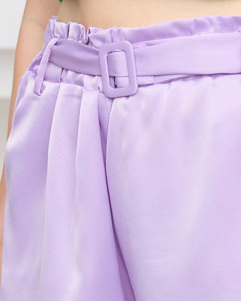 Жіночі фіолетові атласні шорти - Одяг