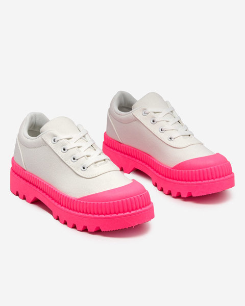 Жіночі кросівки білого кольору з неоново-рожевою підошвою Comp - Взуття