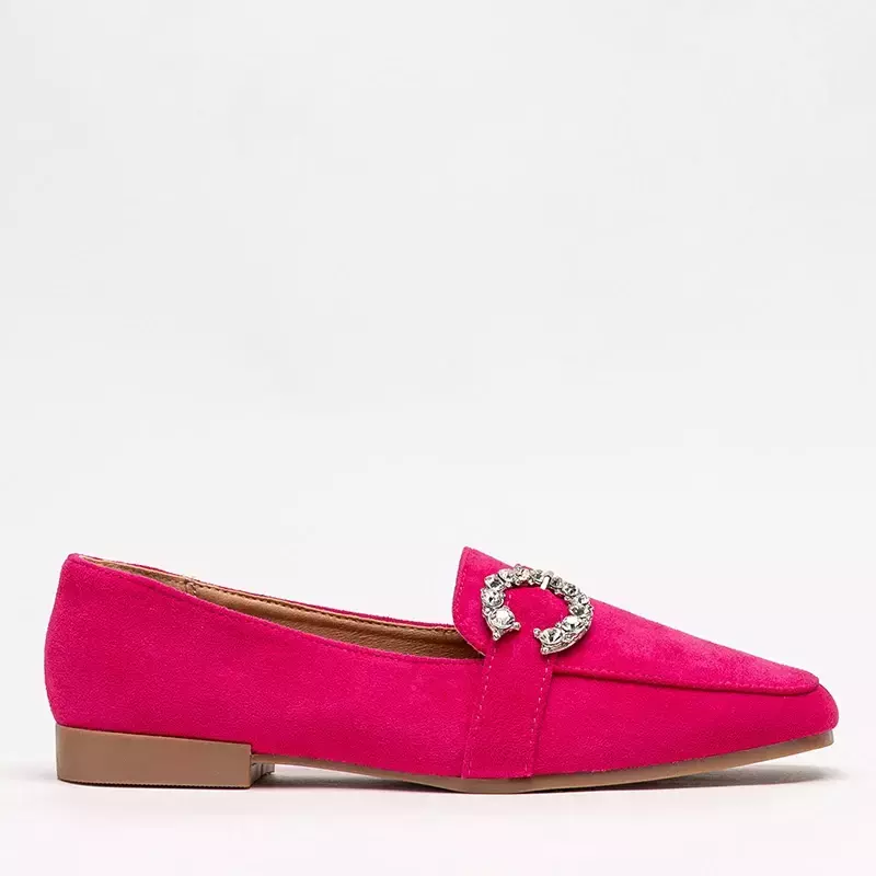 Жіночі мокасини кольору фуксії зі стразами Amorinso - Взуття
