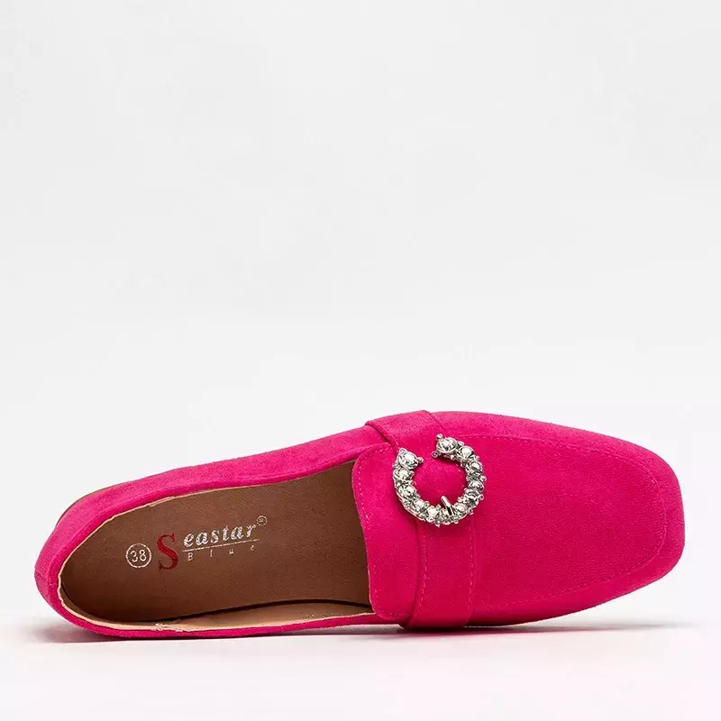 Жіночі мокасини кольору фуксії зі стразами Amorinso - Взуття