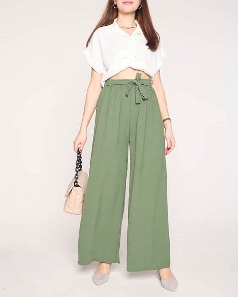 Жіночі широкі зелені штани палаццо - Одяг