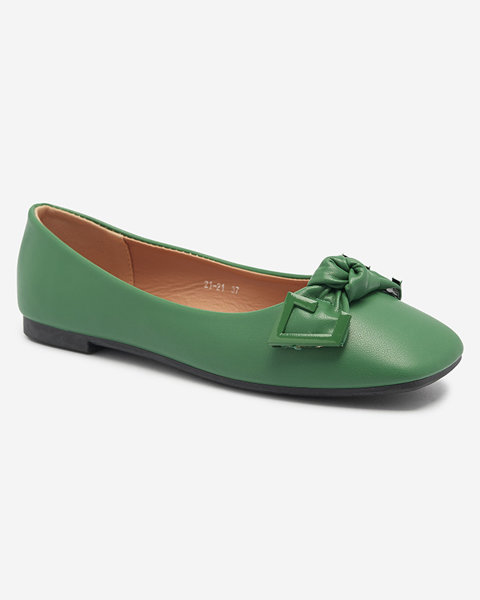 Жіночі зелені балетки з декором на носі Caxien- Footwear